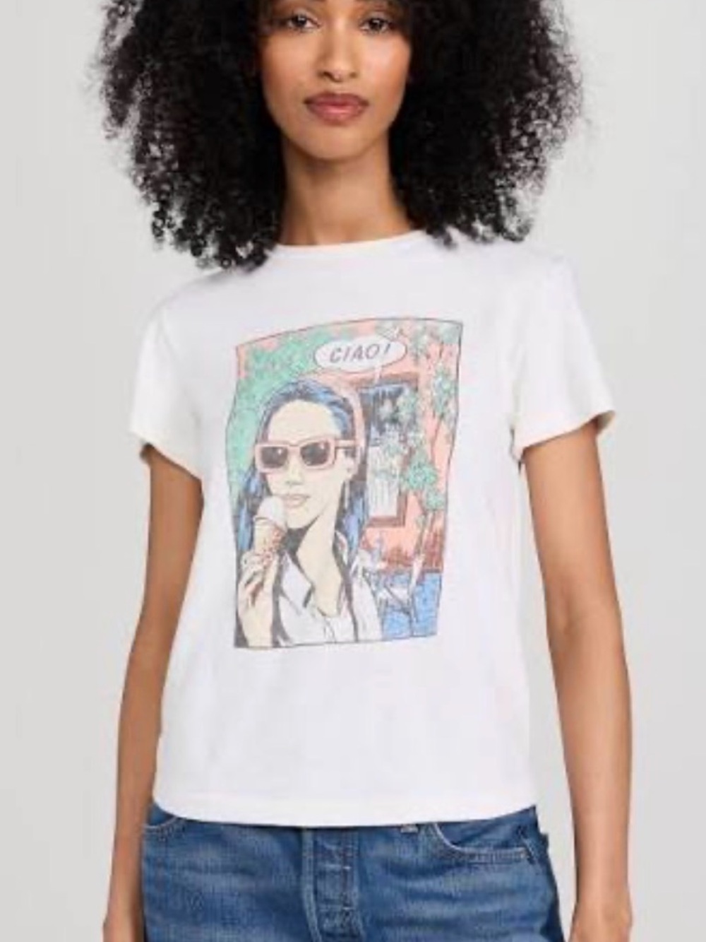 Re/Done White Classic Tee with 'Ciao'